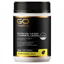 Go Healthy 高之源 1500mg高浓度深海鱼油+维生素D3 200粒 一天一粒 保质期2028.12 Go Healthy 高之源 1500mg高浓度深海鱼油+维生素D3 200粒 一天一粒 保质期2028.12